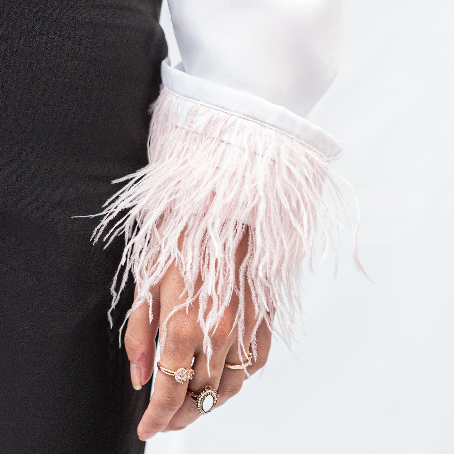 Ostrich-Feathered Long Sleeve Shirt Ramay