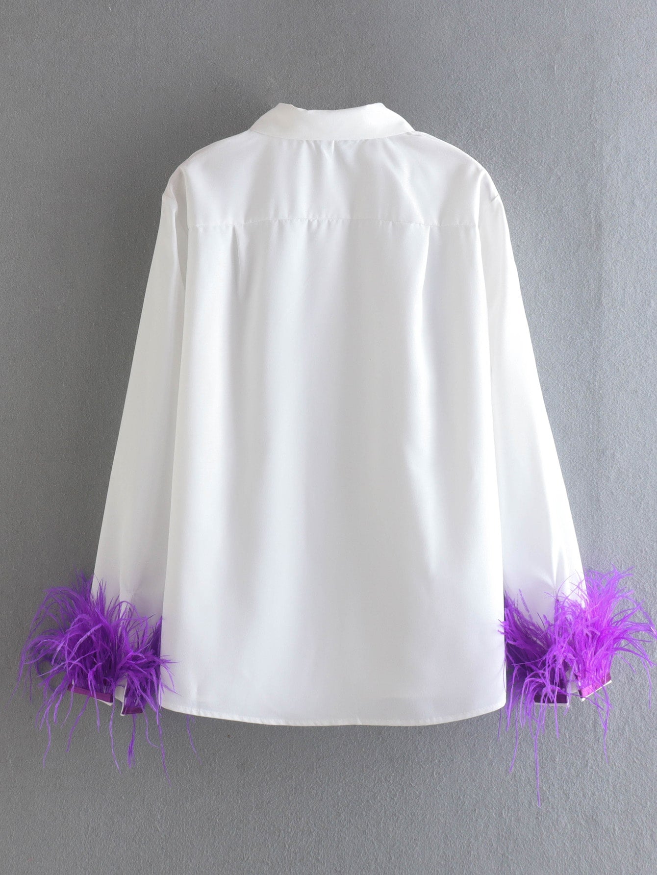 Ostrich-Feathered Long Sleeve Shirt Ramay