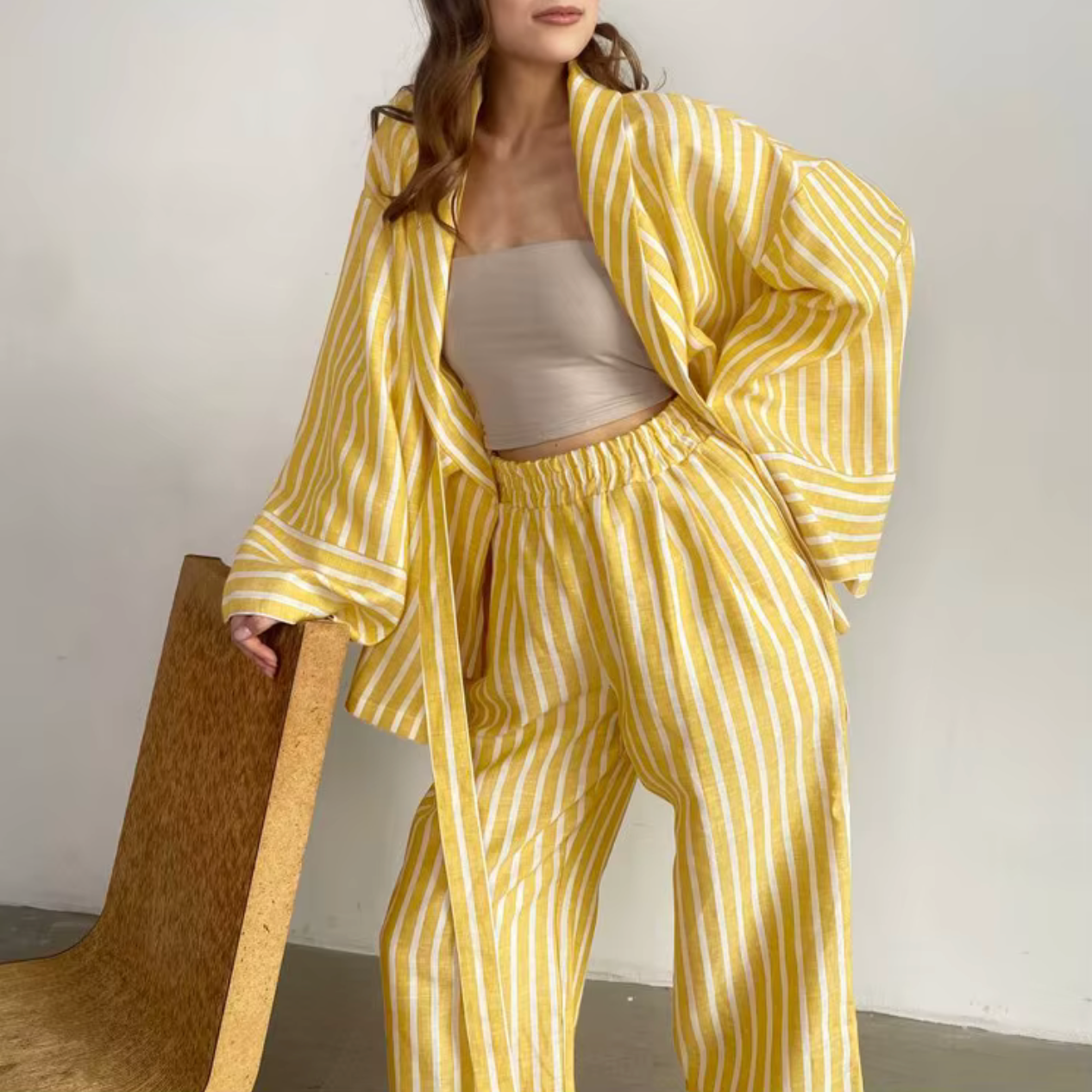 Striped Cotton Long Sleeve Co-ord Set
