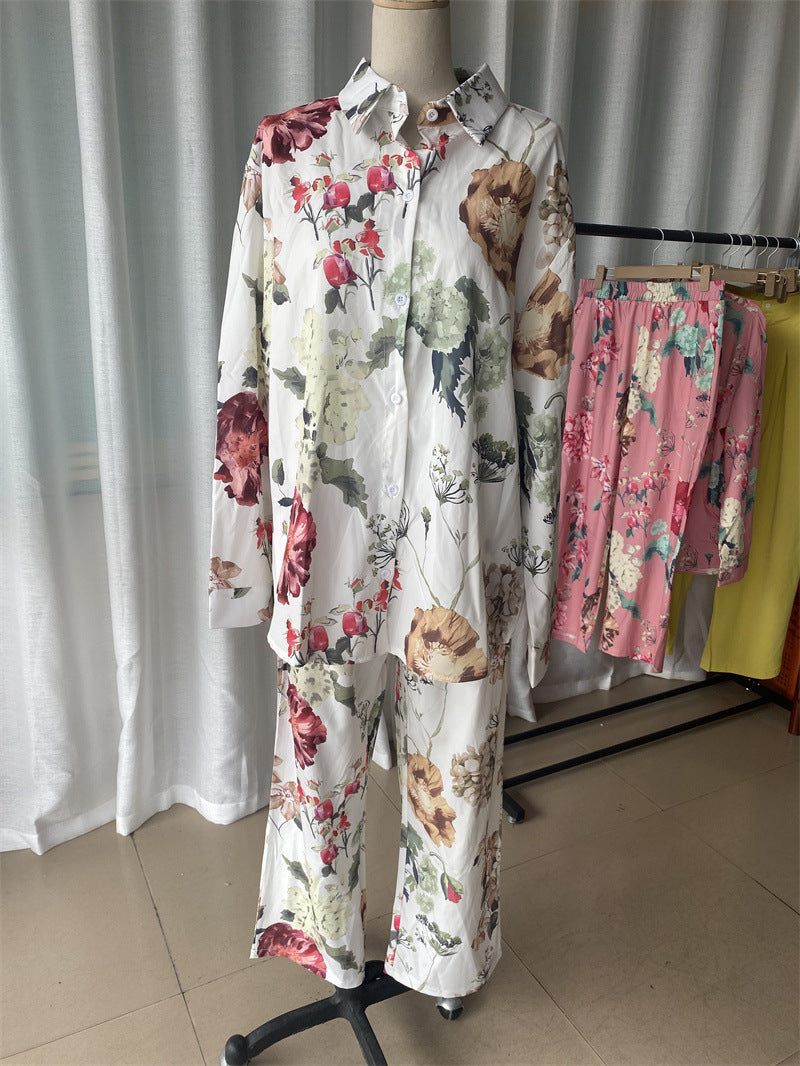 Floral Long Sleeve Shirt With Pants