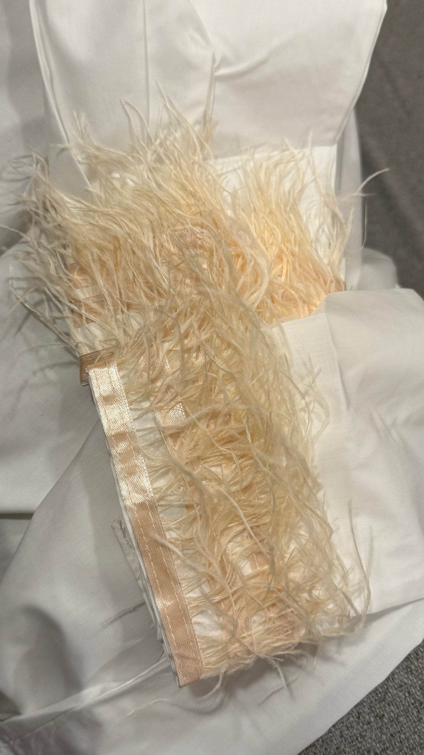 Ostrich-Feathered Long Sleeve Shirt