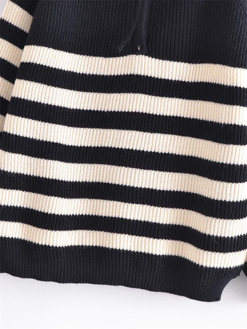 Noir Stripe Half-Zip Knit Sweater