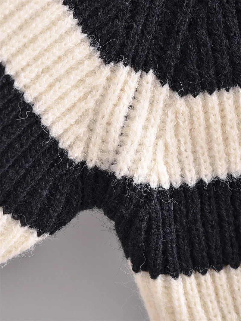 Noir Stripe Half-Zip Knit Sweater