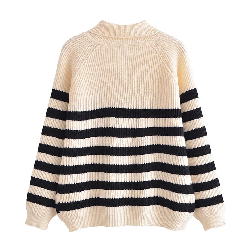 Noir Stripe Half-Zip Knit Sweater