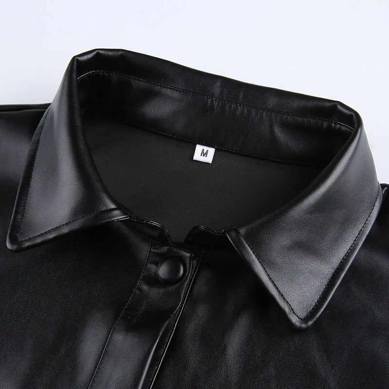 Long Sleeve Short cropped Leather Jacket Ramay