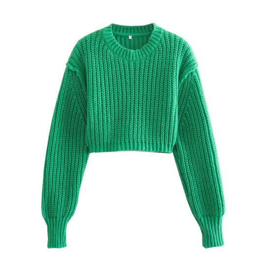 Puff Sleeve Knitted Sweater Ramay