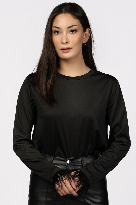 Round Neck Feather Full sleeve tops Ramay