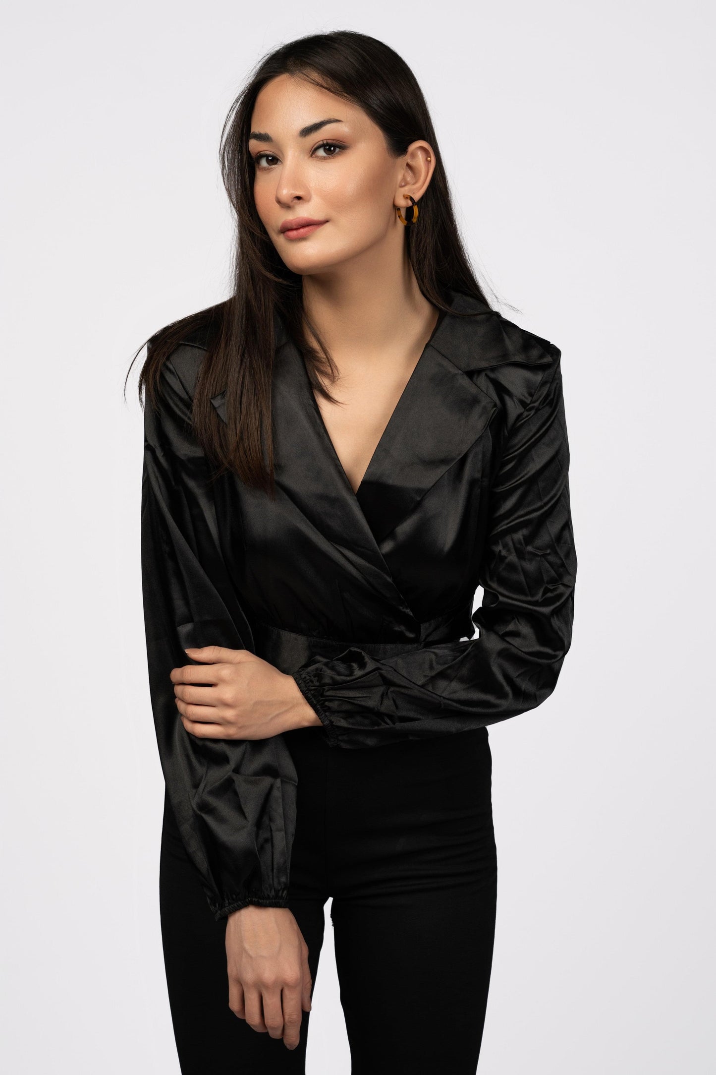 Waist-Fitted Lapel Style Shirt Ramay