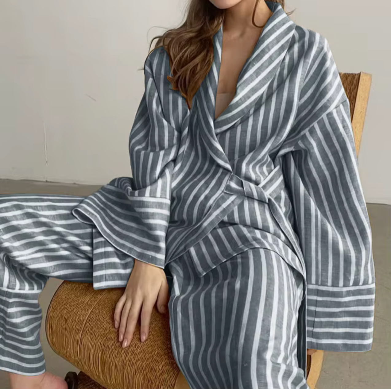 Striped Cotton Long Sleeve Co-ord Set