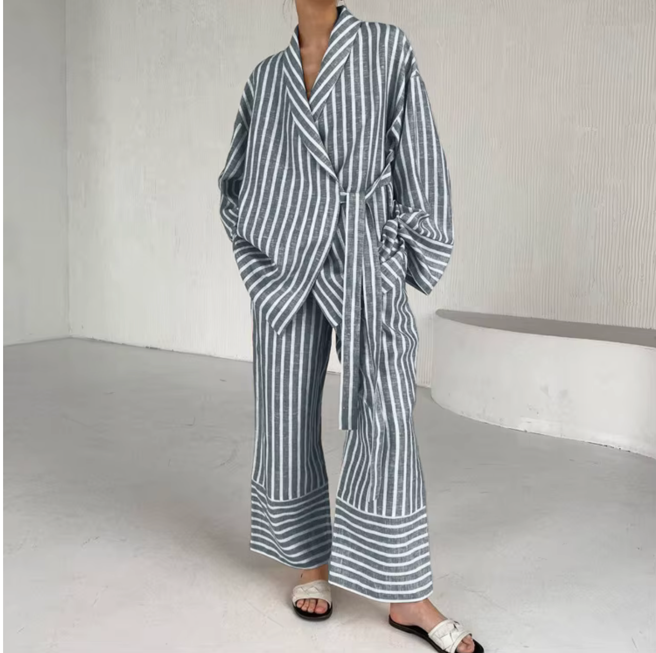 Striped Cotton Long Sleeve Co-ord Set